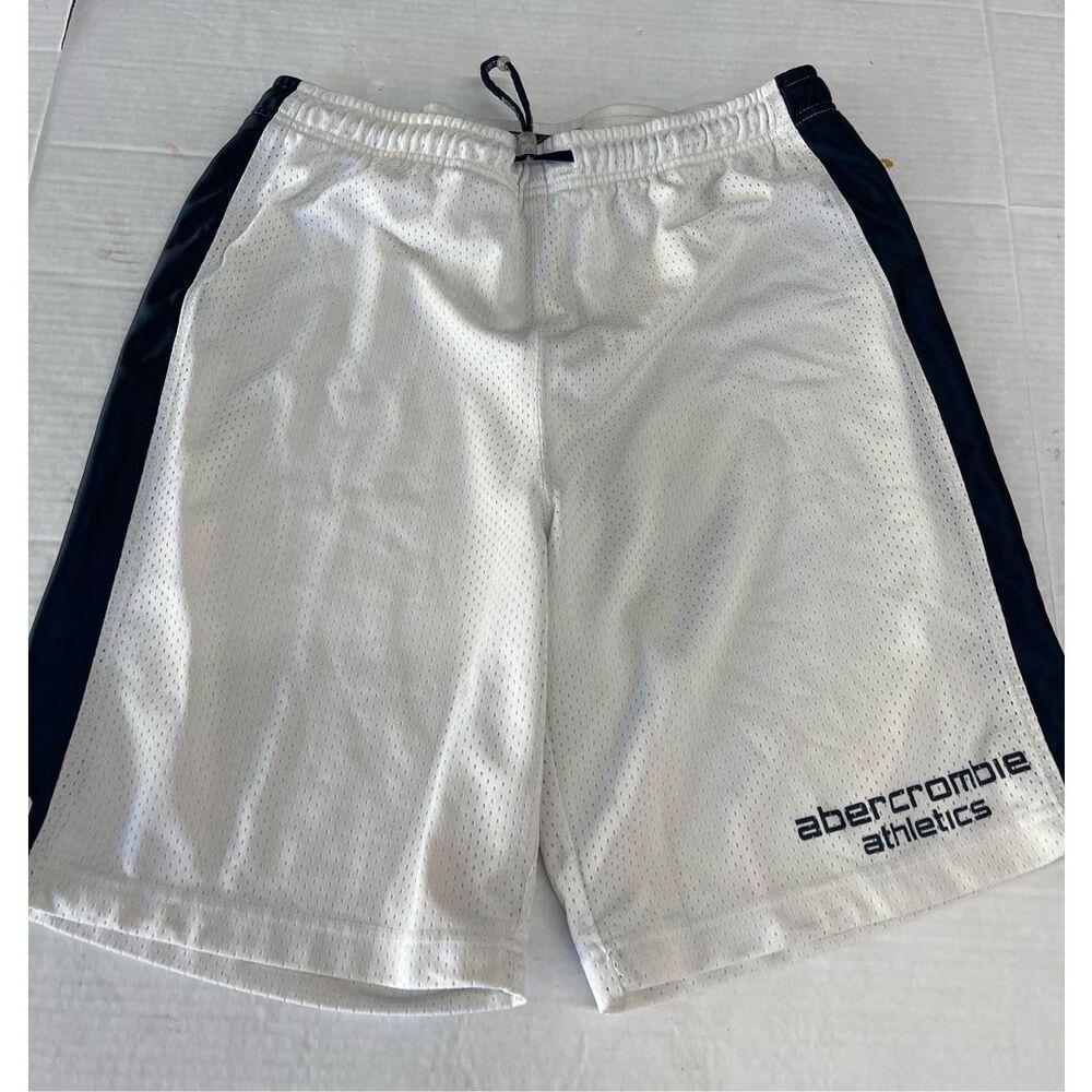 Vintage Abercrombie & Fitch Mens XL Athletic Basketball Shorts Mesh White 9” A19